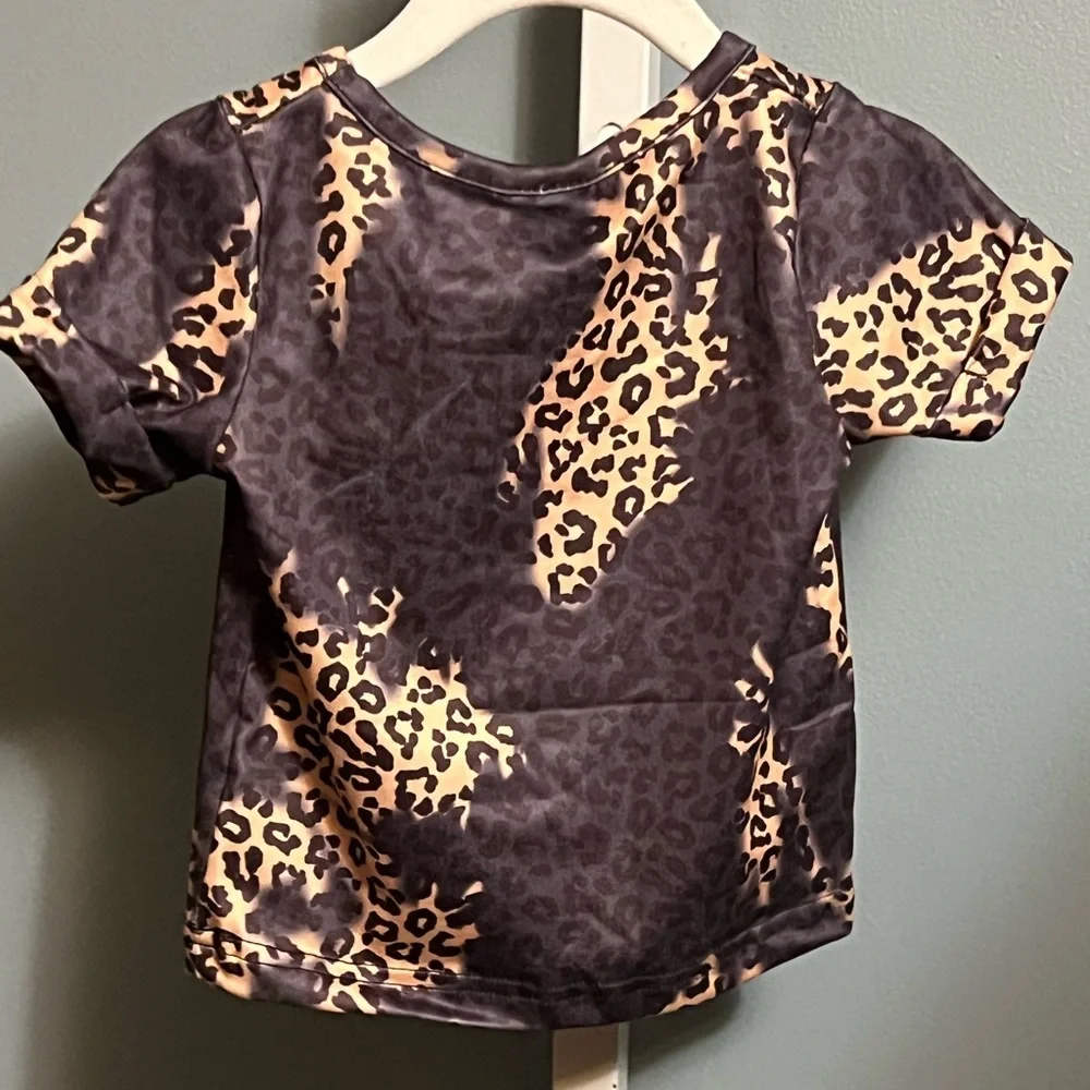 Thankful Grateful Blessed Leopard Print Short Sleeve Shirt NWOT